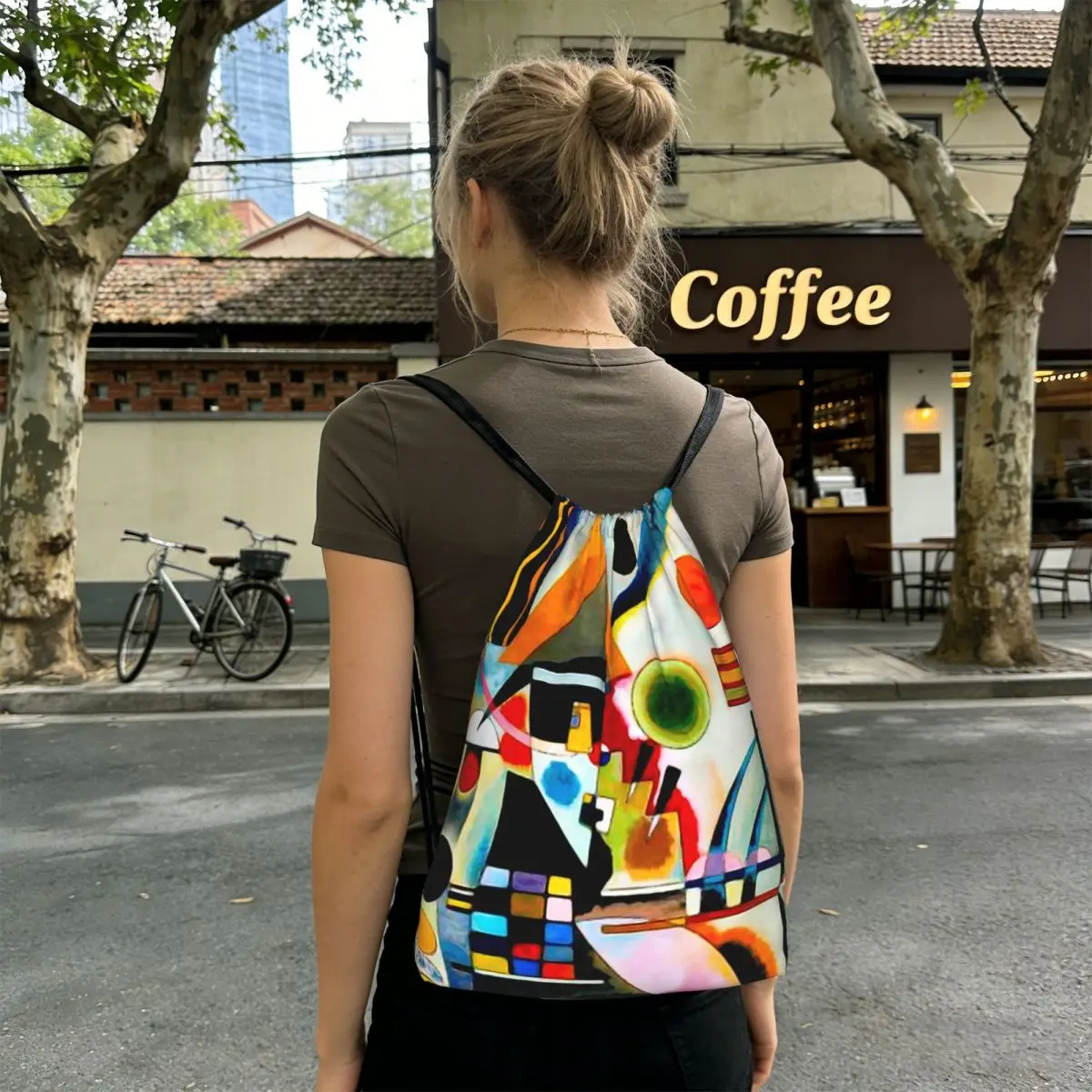 Kandinsky - Swinging Backpacks Portable Drawstring Bags Sports Bag Book Bags for Travel Students