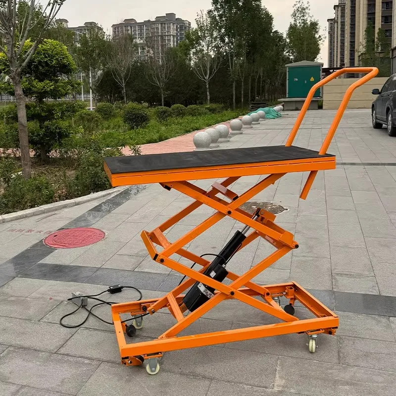 XMSJ Industrial Semi Electric Adjustable Height Scissor Lift Table With Locking Casters For Stable Flexible Lifting Operations
