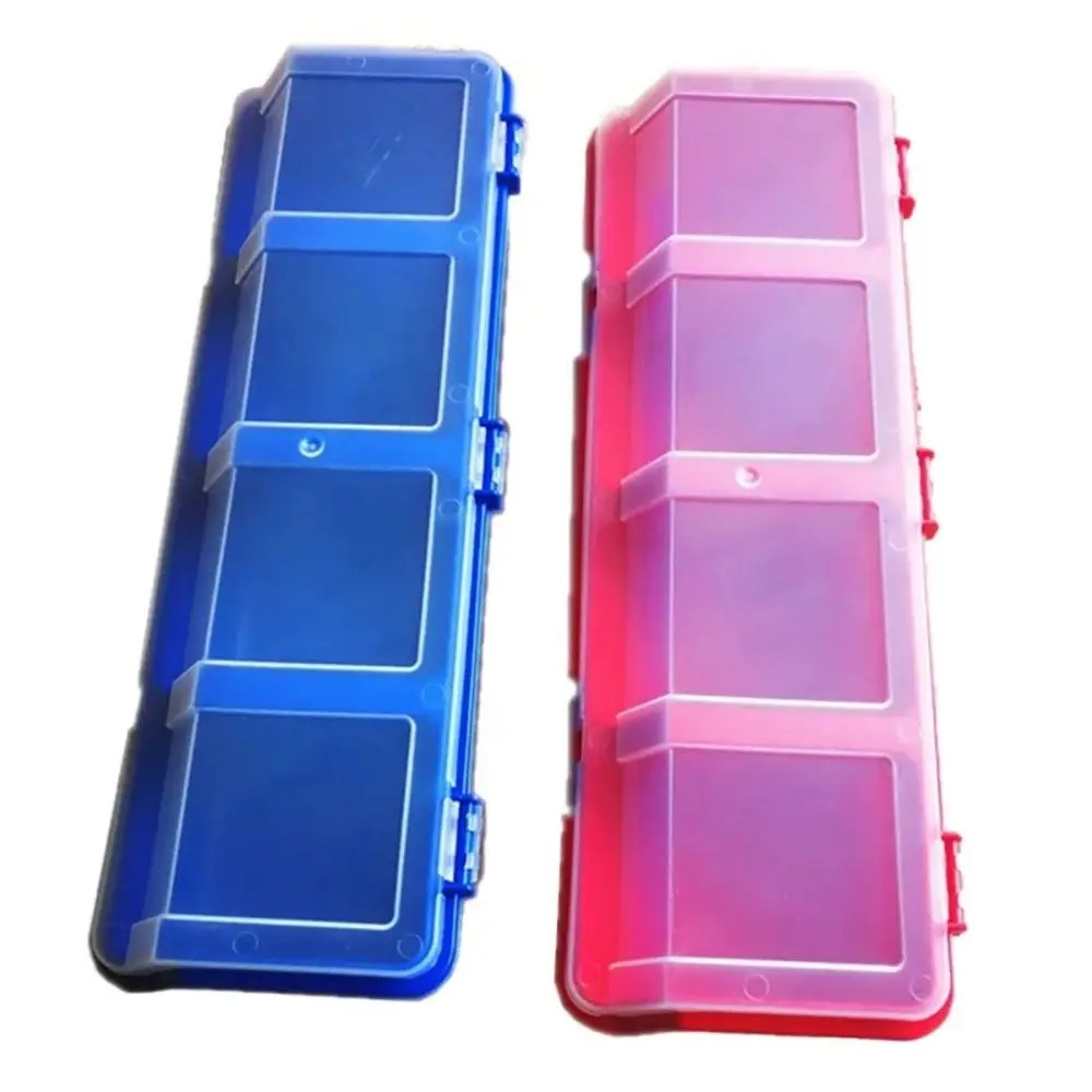 1Pcs Durable 4 Compartments Parts Storage Box with Lid Display Screw Organizer Box Plastic Blue Red Tool Part Container Bin