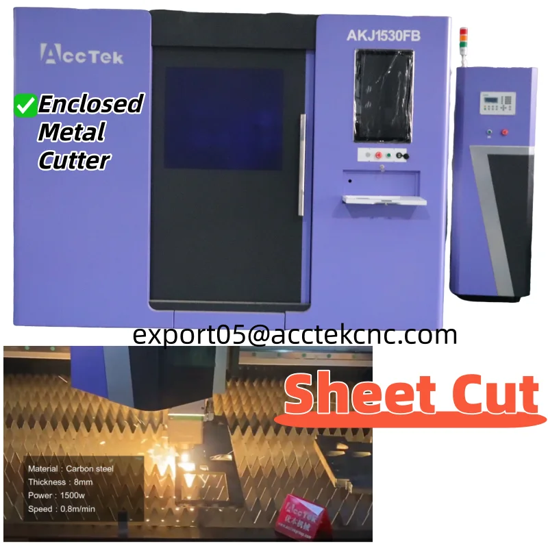 Metal Sheet Cutting Machine Fully Enclosed New Year Version 1530 Safe Cut Automatic Fiber Laser Cutting Machine for Steel
