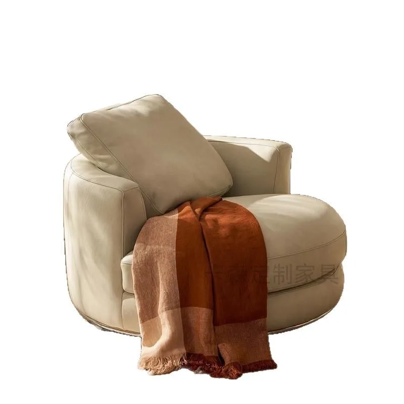 

Simple modern rotatable single sofa Italian minimalist style living room cotton and linen fabric medieval sofa