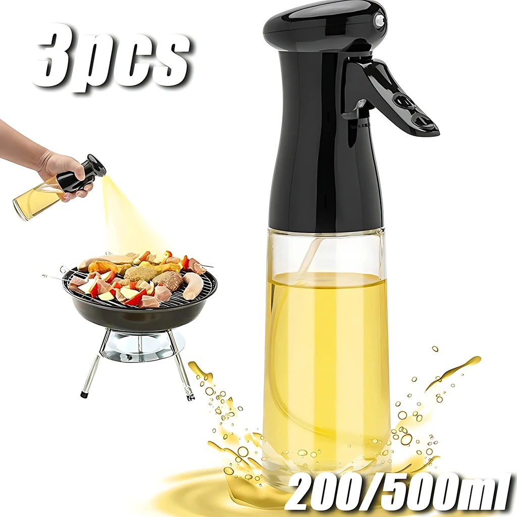 3PCS 200/300ml น้ํามัน Sprayer ขวด 1PC ครัวน้ํามันทําอาหาร Dispenser ฟิตเนสไขมัน Camping BBQ น้ําส้มสายชูซอส Sprayer ขวด