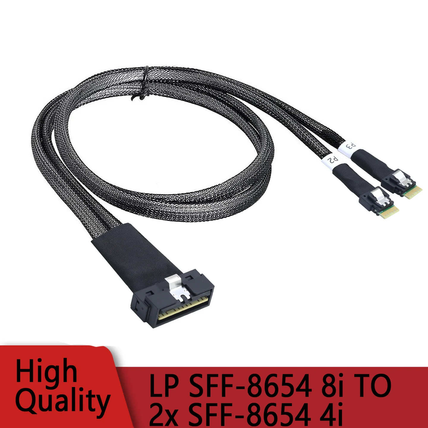 

PCI-E SAS4.0 LP Low profile SFF-8654 8i 74pin to 2x Slimsas SFF-8654 4i 38P Server internal connection Cable