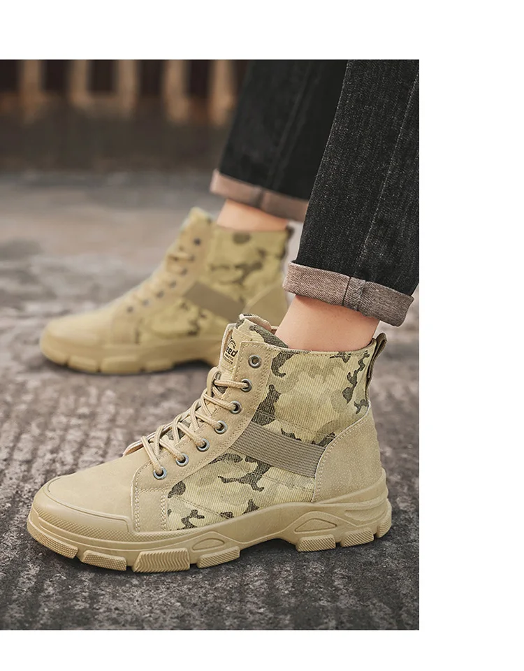 Herren Camouflage High-Top Kampfstiefel 3 Farben Atmungsaktive Outdoor-Wanderschuhe – Detail 6