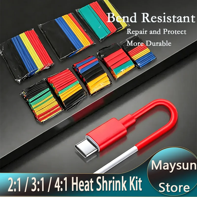 Heat Shrink Tubing Assortment Kit  2:1/3:1/4:1 Shrink Ratio Electric Wire Cable Insulation Heat Shrink Wrap Tube 127-750Pcs