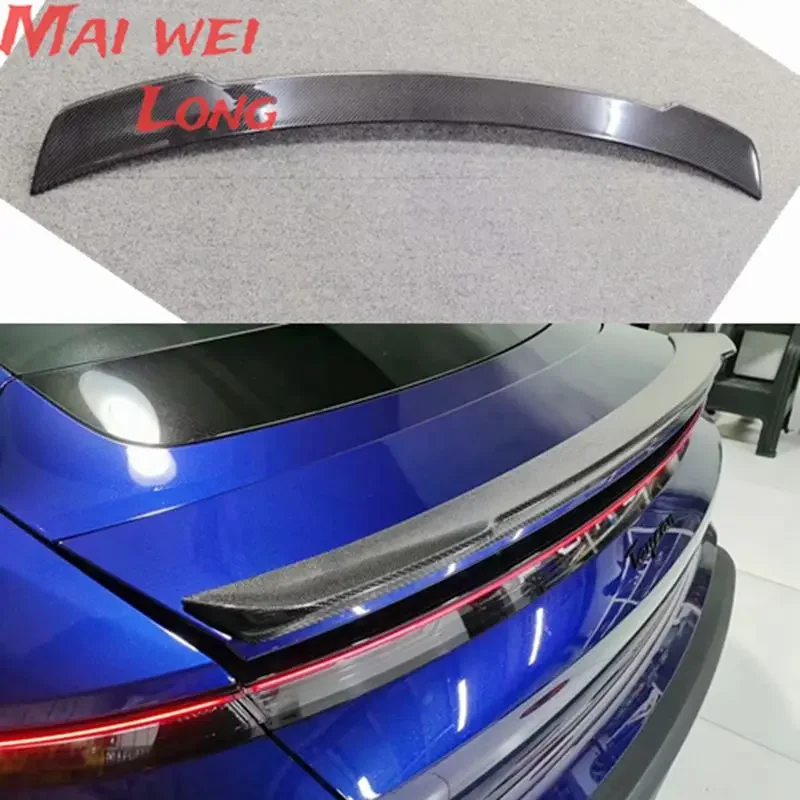 FD Real Carbon Fiber Car Rear Wing Trunk Lip Spoiler For Porsche Taycan / Turbo S 2019 2020 2021 2022 2023