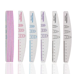 Nail File Buffer 100/180/240 Grit Half Moon Nail Files Double Side Sandpaper Nail Sanding Grinding Gel Nail Polish Manicure Tool
