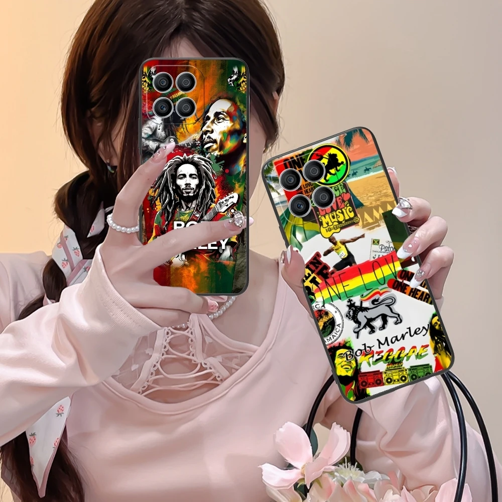 Reggae Bob Marley Mobile Cell Phone Case for Huawei Honor 90 80 70 60 50 30 20 10 9 8 7 Pro S SE Lite 5G Black Phone Cover Shell