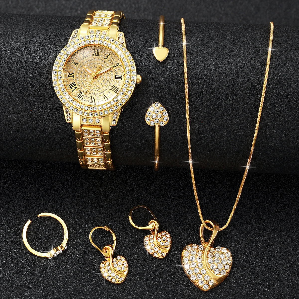 ساعة نسائية فاخرة بمينا بسيط كوارتز مقترنة بمجموعة إكسسوارات، أفضل اختيار هدية (الصندوق غير متضمن) #2