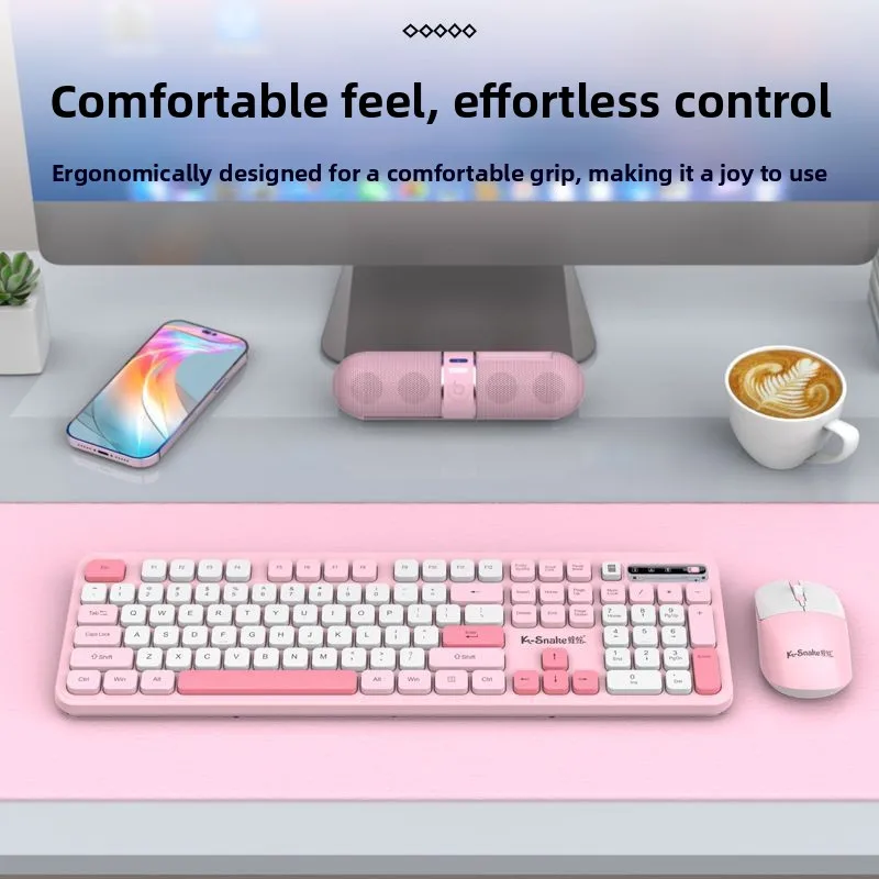K‑snake WK500 2.4G Bluetooth Wireless Gaming Keyboard Mouse Set Combo RGB Mechanical Office Keyboard Set for PC Laptop Tablet