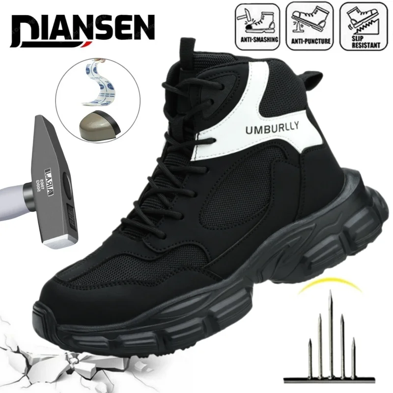 

Female Safety Shoes Puncture-Proof Work Sneakers Lightweight Women Steel Toe Shoes Safety Boots Indestructible Work Boots