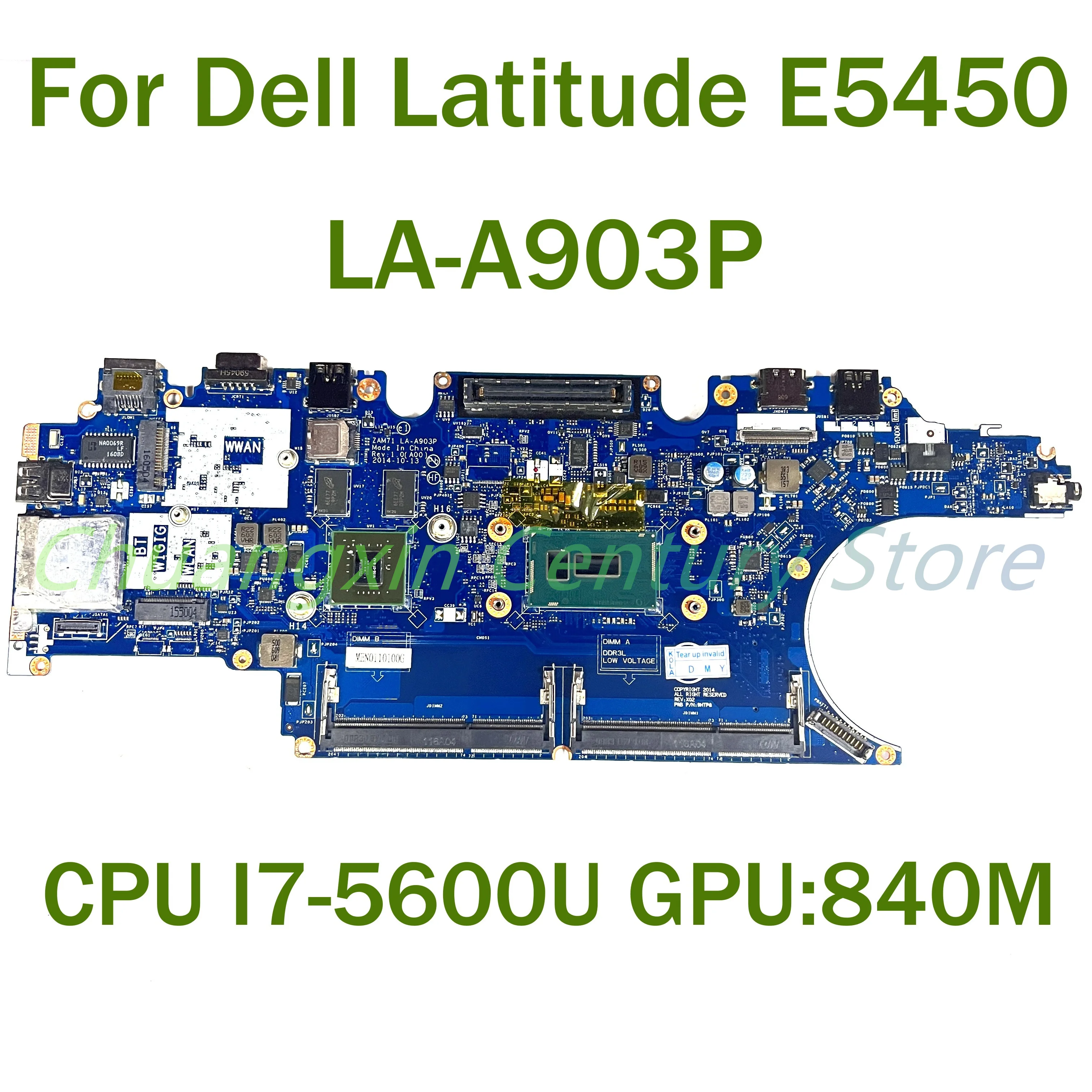 For Dell Latitude E5450 Laptop motherboard LA-A903P with CPU I7-5600U GPU: 840M 100% Tested Fully Work