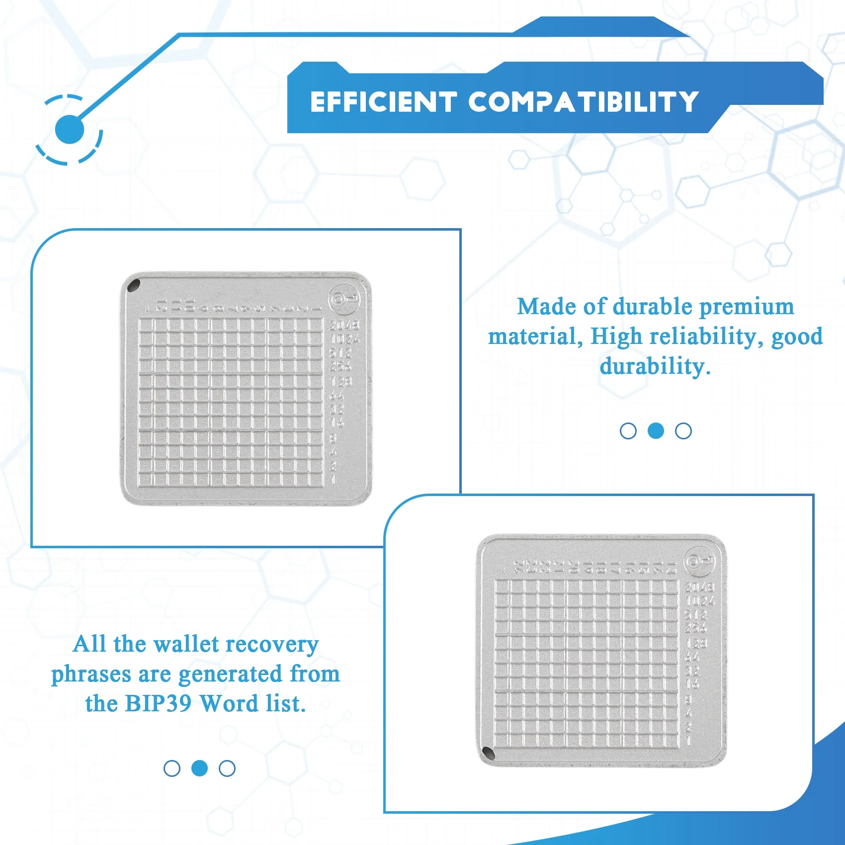 Titanium Alloy KeyTag Plates, BIP39 Crypto Seed Phrase Storage, Cold Wallet Backup for Recovery Words, Portable Dot Map