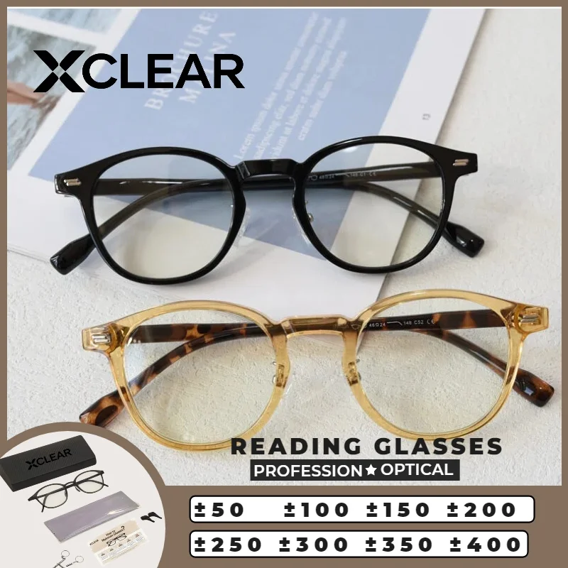 

XCLEAR Optical Anti Blue Ray Myopia Progressive Prescription Eyeglasses Reading Glasses Unisex Round Ultralight Daily Wear
