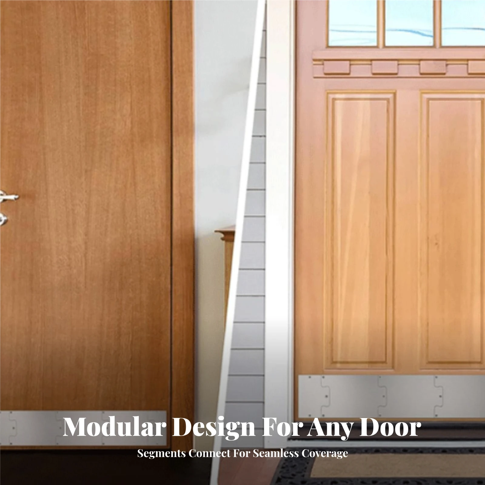 Sectional Door Kick Plate with Interlocking Panels Anti-Corrosive Stainless Steel Door Kick Plate Long-Lasting Heavy-Duty