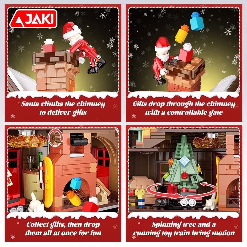 مجموعة مكعبات بناء منزل خشبي لعيد الميلاد من Joyful سلسلة مشهد الشارع زخرفة سطح المكتب ألعاب مجمعة إبداع هدية عيد الميلاد للأطفال #4