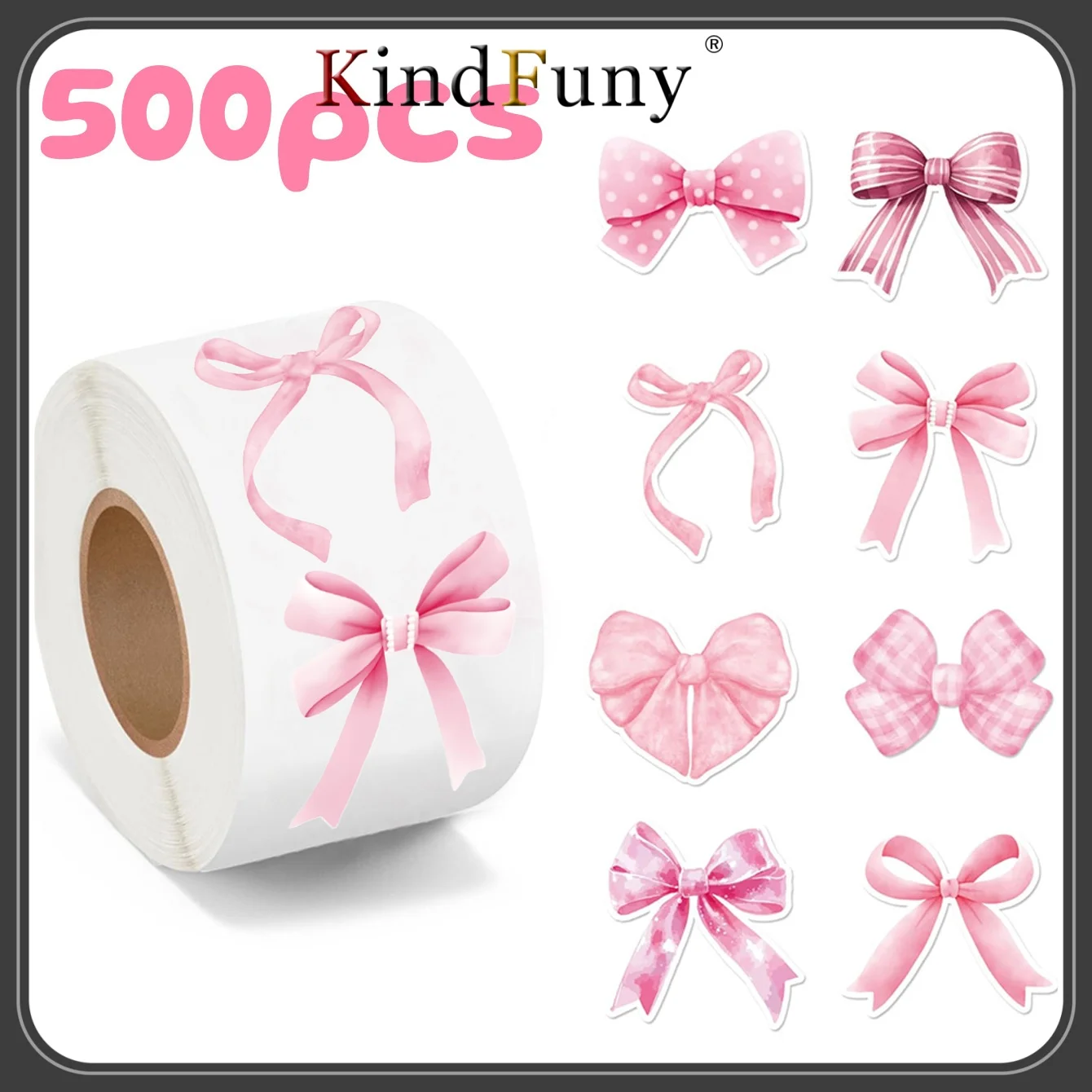 

500pcs Pink Bow Seal Stickers, Cute Gift Box Blessing Stickers, Packaging Decoration Adhesive Sticker Materials