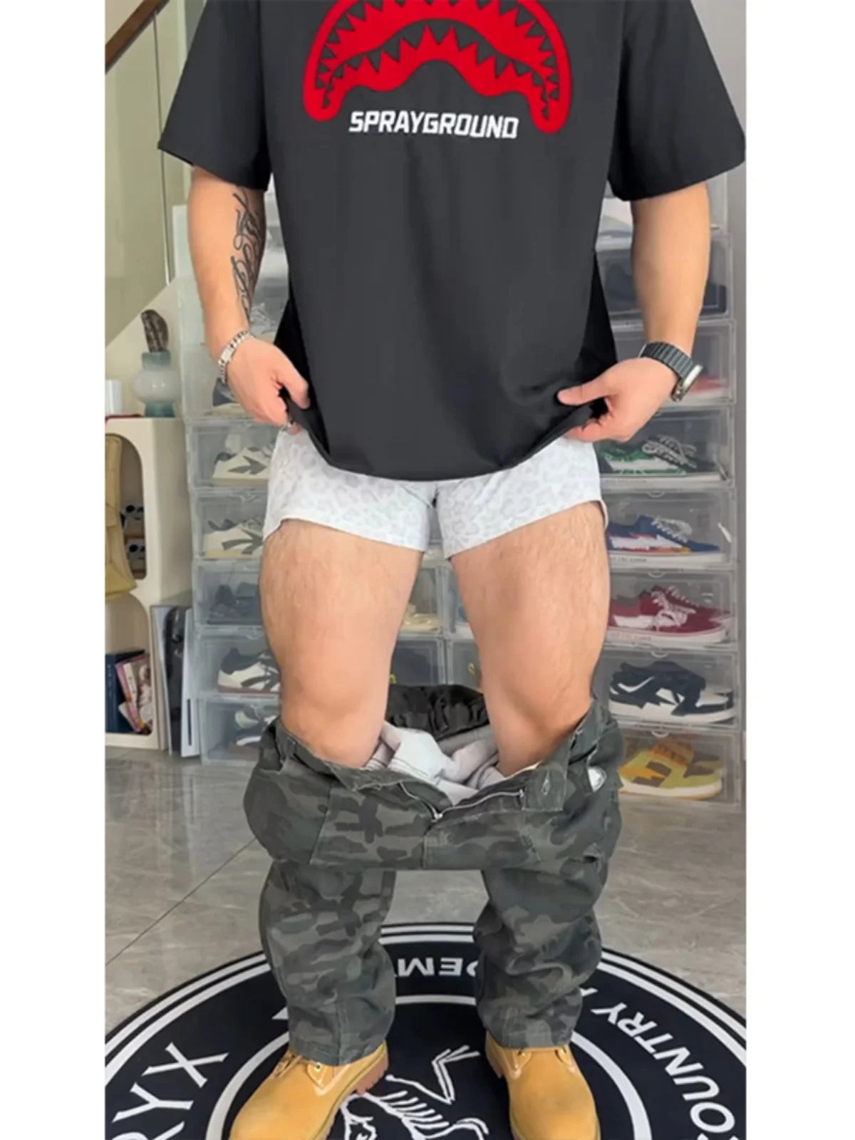 

American Camouflage Logging Work Pants Men's Spring Autumn Trendy Brand Oblique Knife Narrow Version Straight Leg Jeans