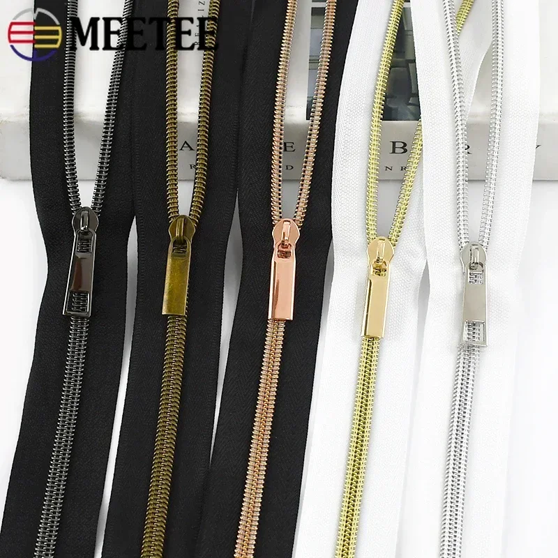 5/10M 3# 5# Meetee Nylon Zipper Tape Backpack Zip Slider Clothes Decorative Zips Coil in The Meter Jacket Tailoring Accessories