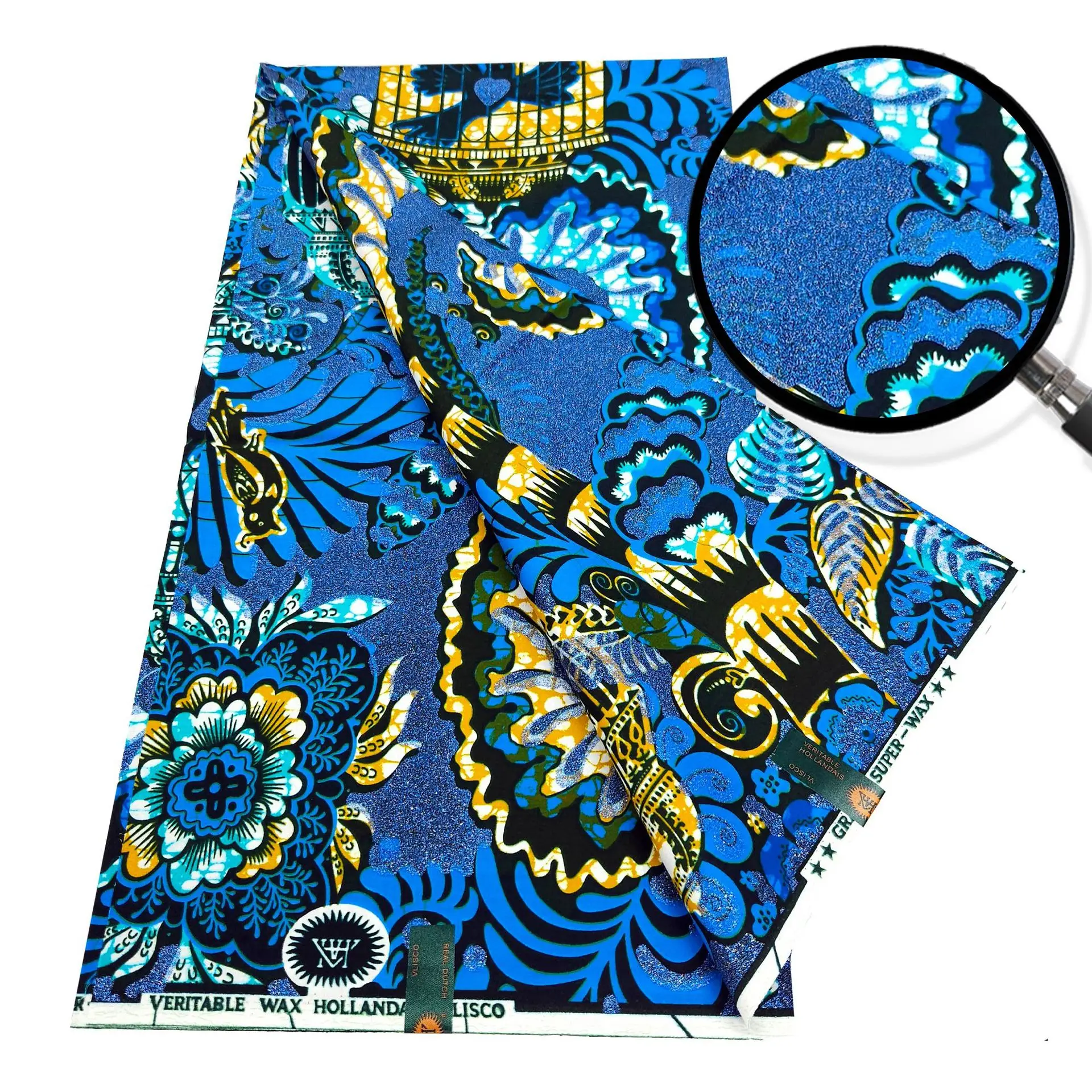 أحدث تصميم قماش شمع أفريقي فائق لخياطة فستان الزفاف الفاخر مسحوق ذهبي مطبوع قماش شمع عالي الجودة 100% قطن