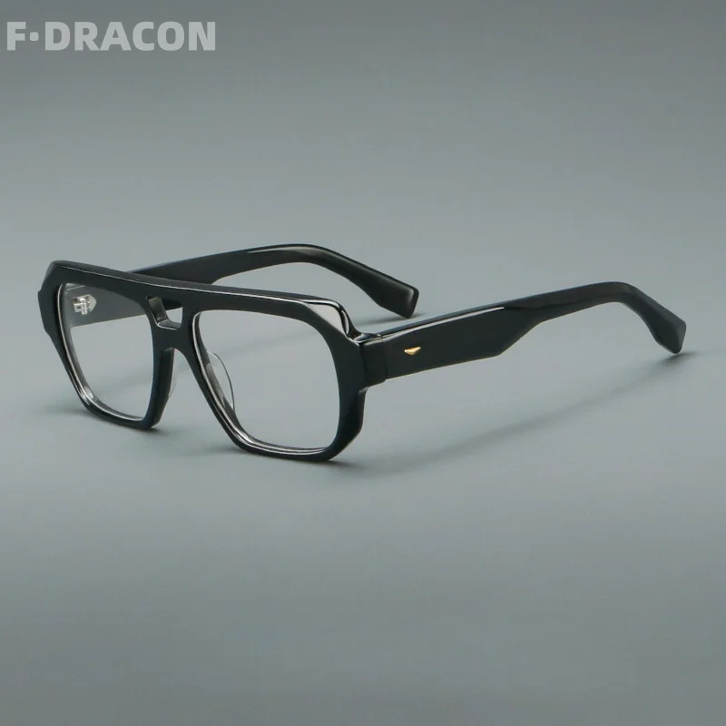 

F.DRACON Retro Board Eyeglass Frame Fashionable Double Beam Men's And Women's Eyeglass Frame Optical Prescription Frame 883331