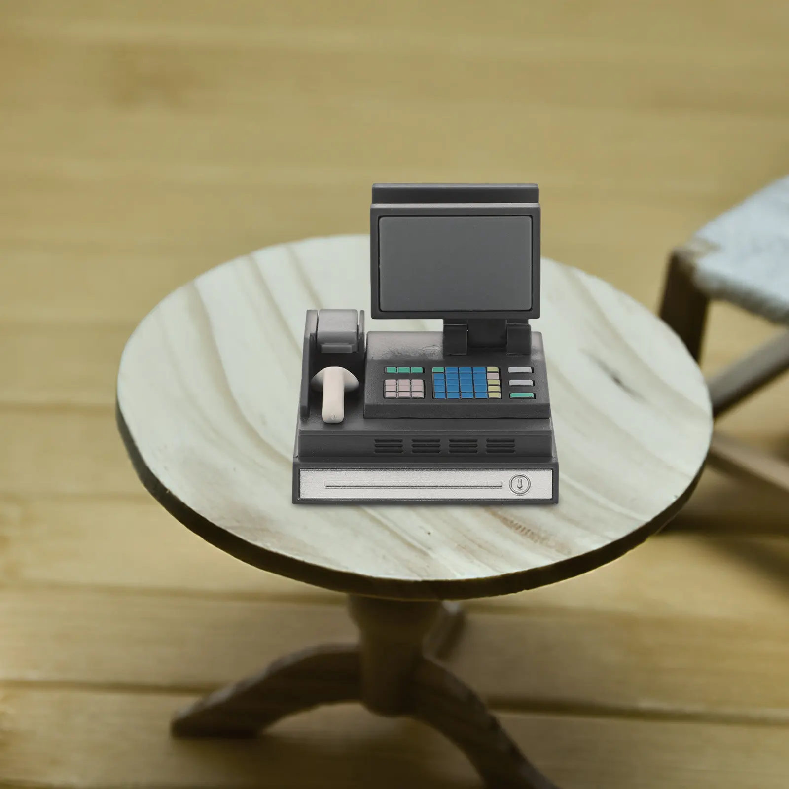 Mini Cash Register Realistic Supermarket Playset Compact Design Simulated Cashier Process for Kids Dollhouse Accessories