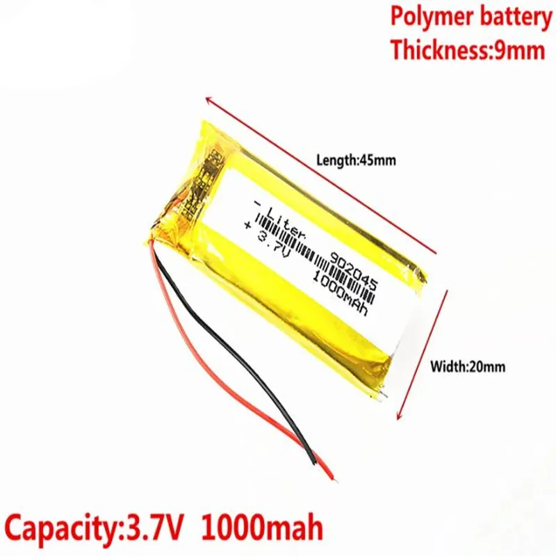 LiteR Energy Battery Good Quality 3.7V, 1000mAh 902045 Polymer Lithium Ion / Li-ion Battery for Tablet PC BANK, GPS, MP3, MP4
