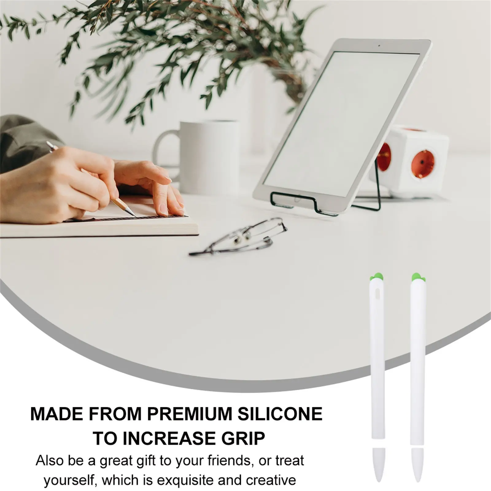 1Pcs Pencil Stylus Cover Silicone Carrot Design Protective Sleeve Easy Install Full Protection Non Slip Grip Stylus Pen