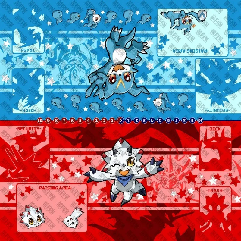 

600x600mm DTCG Digimon BlackGammamon Vs V-mon Playmat Evolution Chain Card Grid 2mmStitched Edge Rubber Board Game Card Mat Toy