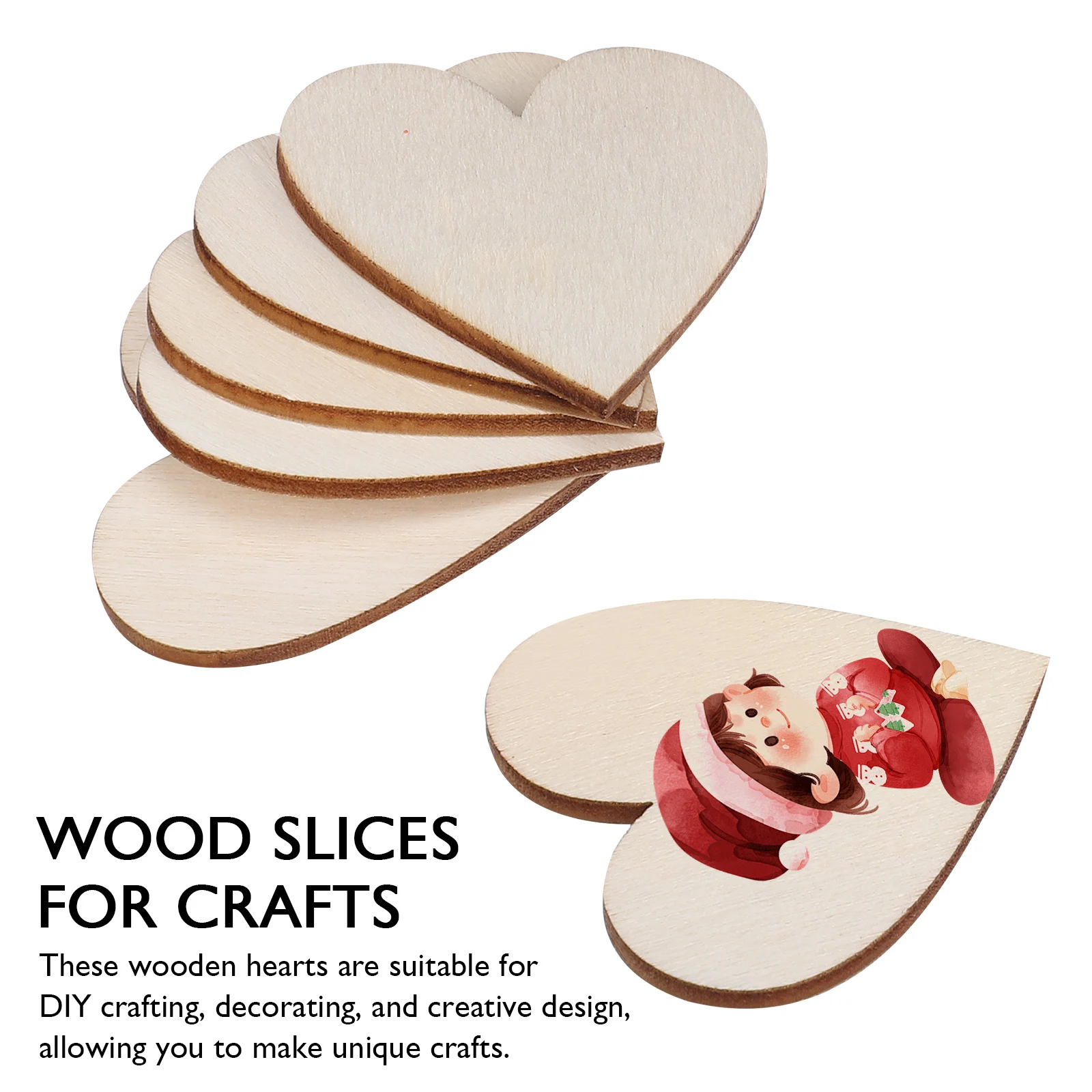 

50 Pcs Shaped Wooden Slices 40mm Craft Supplies Wood Slices For Crafts Decorative Wood Pieces Storage Jars Boxes Wooden Hearts