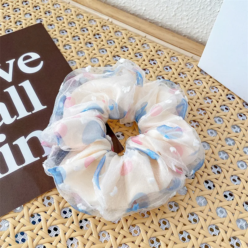 Frischer Stil, florale Plissee-Haarbänder, hohe Elastizität, modische Haargummis, geeignet für Pferdeschwanz, vielseitige Haar-Accessoires – Detail 9