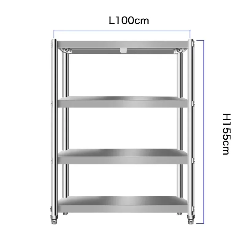 Commercial stainless shelf kitchen four-layer Shelves stainless steel rack 201 durable and sturdy, customization steel shelves