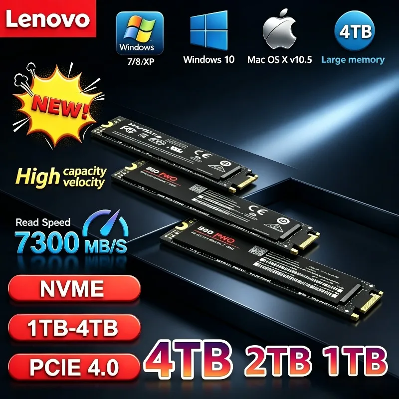 Lenovo 980Pro 990Pro Gaming SSD 7400MB/s NVMe PCIe 4.0 M.2 2280 Internal Drive 1TB 2TB 4TB for Laptop Desktop