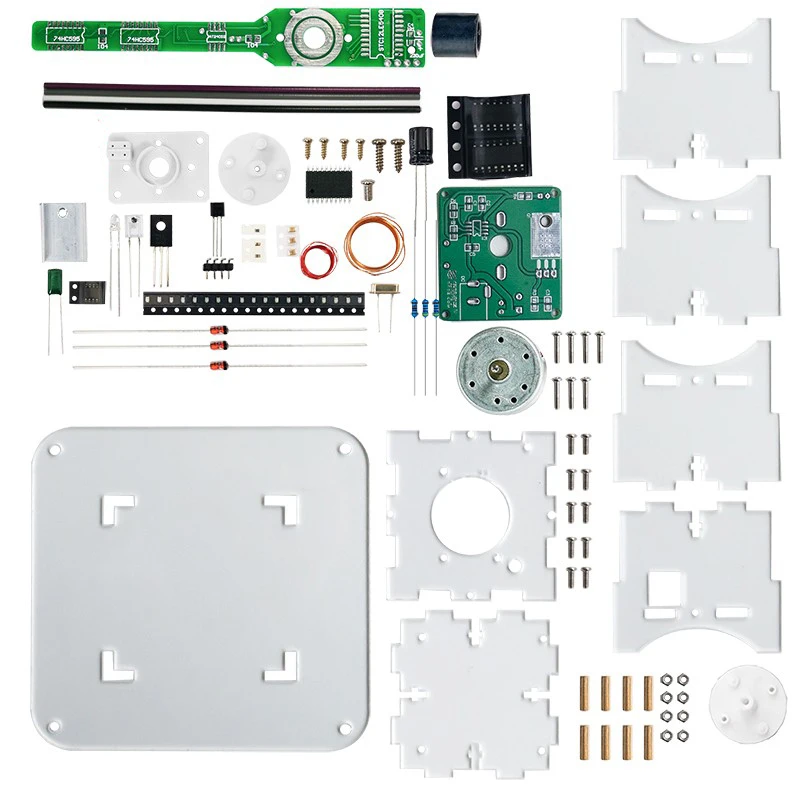 DIY Flat Rotating LED Dot Matrix Display Kit Acrylic 51 Microcontroller Electronic Soldering Practice Loose Parts