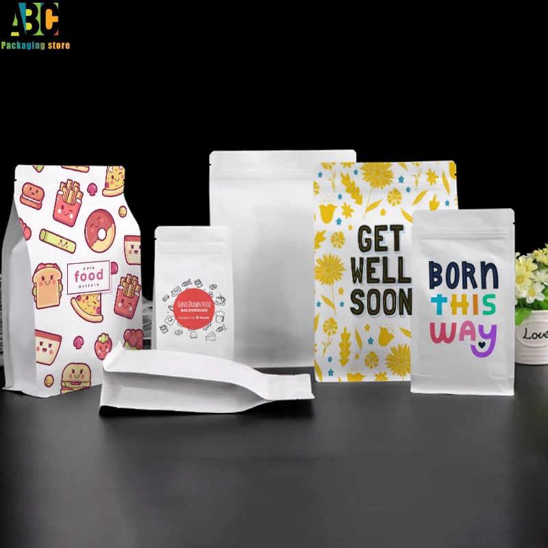 

Восьмисторонняя сумка на молнии из крафт-бумаги, индивидуальный логотип с печатью, рождественский подарок, карман для упаковки еды, кофе, орехов, конфет