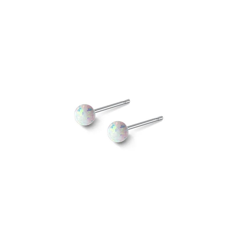 3mm Tiny Colorful Fire Opal Ball Stud Earrings Cartilage Piercing Jewelry for Women Girl