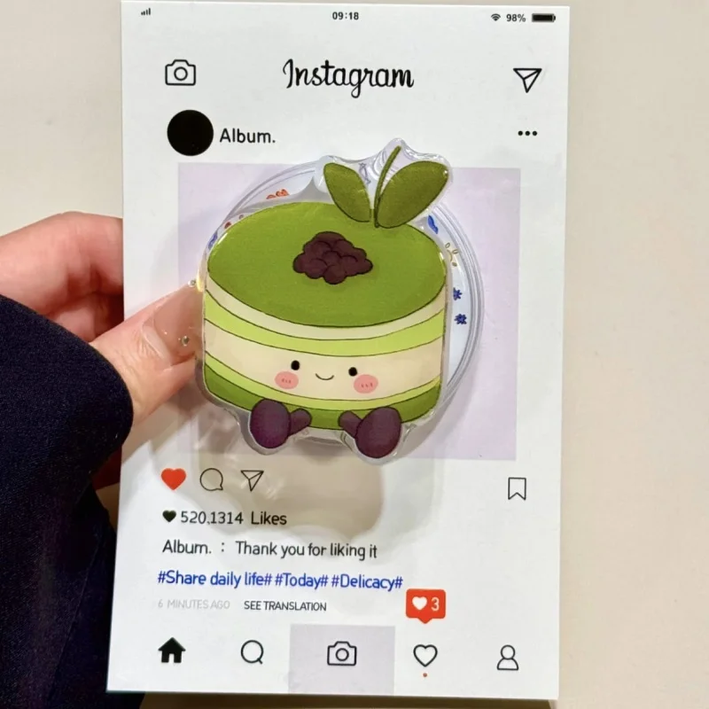 

Kroean Funny Cute Cartoon Cake For Magsafe Griptok Holder Phone Finger Ring Stand Support For iPhone 16 Samsung Girl Bracket