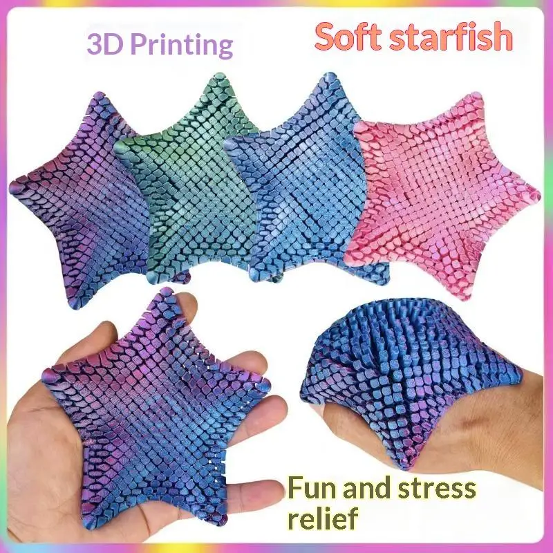 1Pcs 3D Printed Flexible Starfish Fidget Toy Soft Texture Stress Relief For Kids Adults Home Office Relaxation