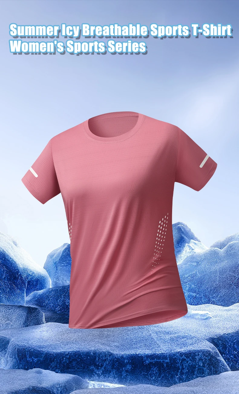 Sommer-Kurzarm-T-Shirt für Herren und Damen, dünnes, atmungsaktives, schnelltrocknendes Sport- und Freizeit-T-Shirt aus Eisseide – Detail 1
