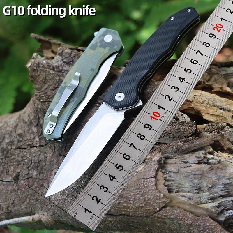 Outdoor pocket folding knife G10 handle folding knife practical camping survival knife EDC tactical hunting knife