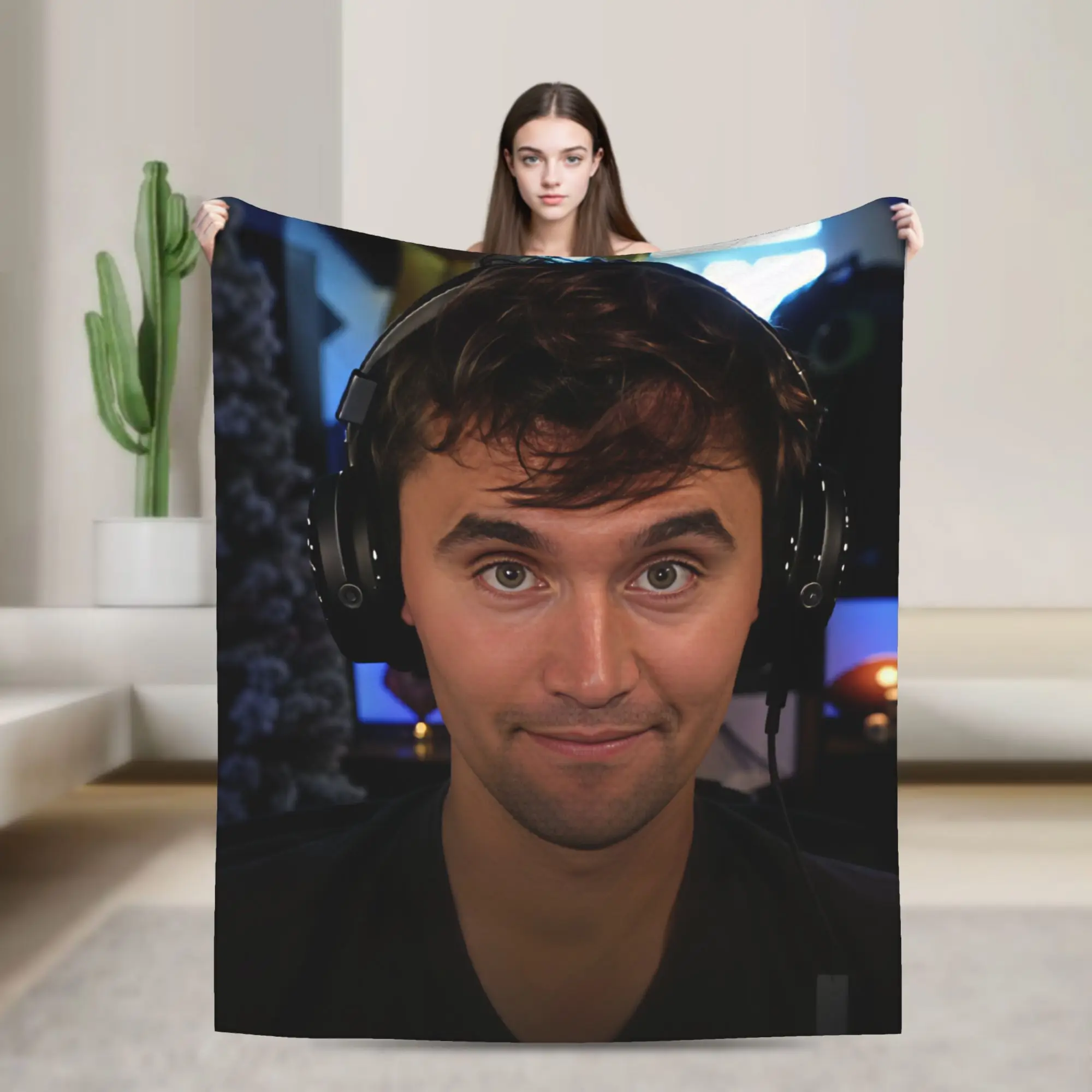 Soft Warm Blanket Picnic Charlie Kirk Stream Headset Bedding Throws  Flannel Bedspread For Home Decor Novelty Sofa Bed Cover