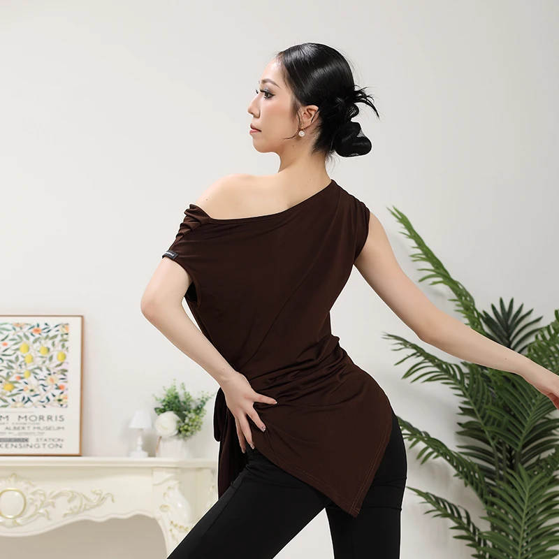 Vêtements d'entraînement professionnel de danse latine pour femmes, haut à épaules Sexy, doux et confortable, hauts d'entraînement, vêtements de danse pour filles, nouvelle collection
