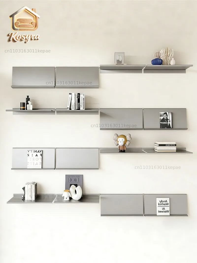 Vitsoe stainless steel wall-mounted storage rack, straight-line shelf, display rack, custom living room feature wall