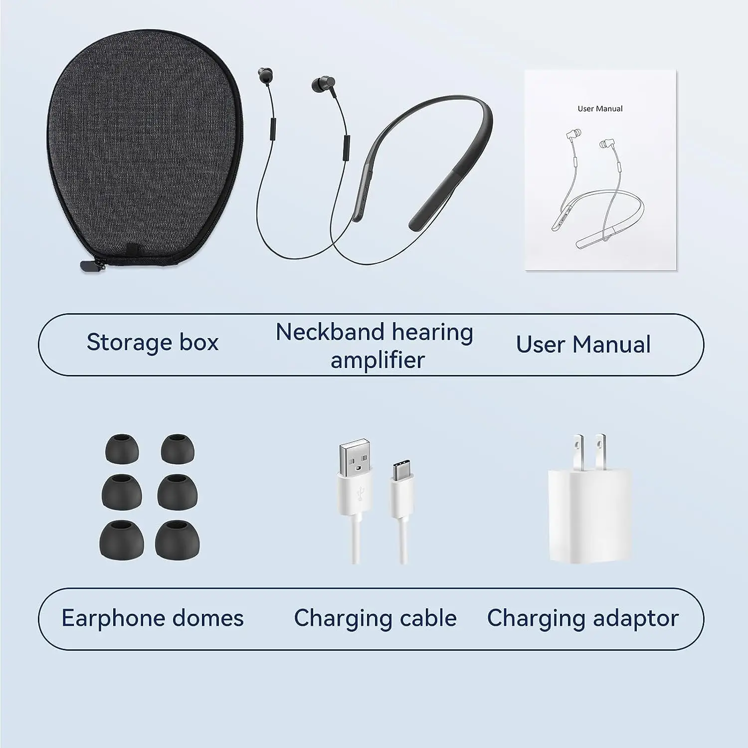 Bluetooth Rechargeable Hearing Amplifier & Aids with App control Wireless Aid Hearing Neckband Sound Amplifier for Hearing Loss