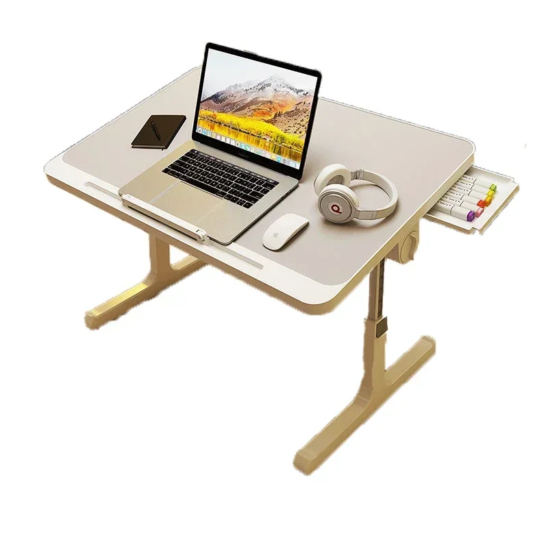 Nordic 60X40CM Foldable Lifting Computer Desk Laptop Tablet Desk With Drawers Multifunctional Bedroom Tilting Folding Office