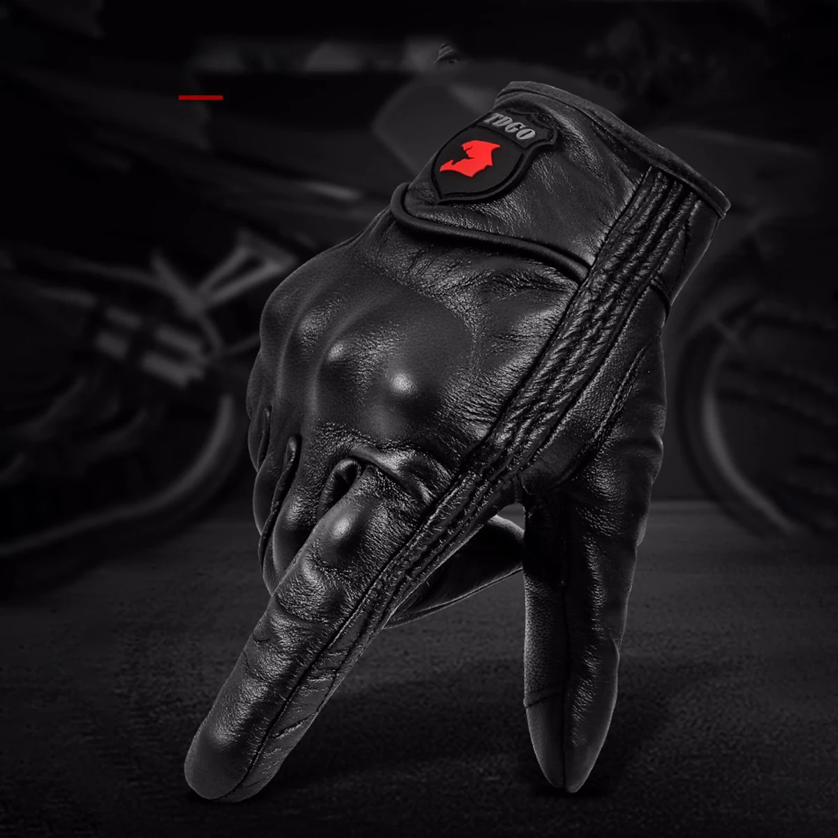 

Premium Racing Motorcycle Gloves Goat Leather Full Finger with Touch Screen & Knuckle Protection Breathable Anti-Slip Glove