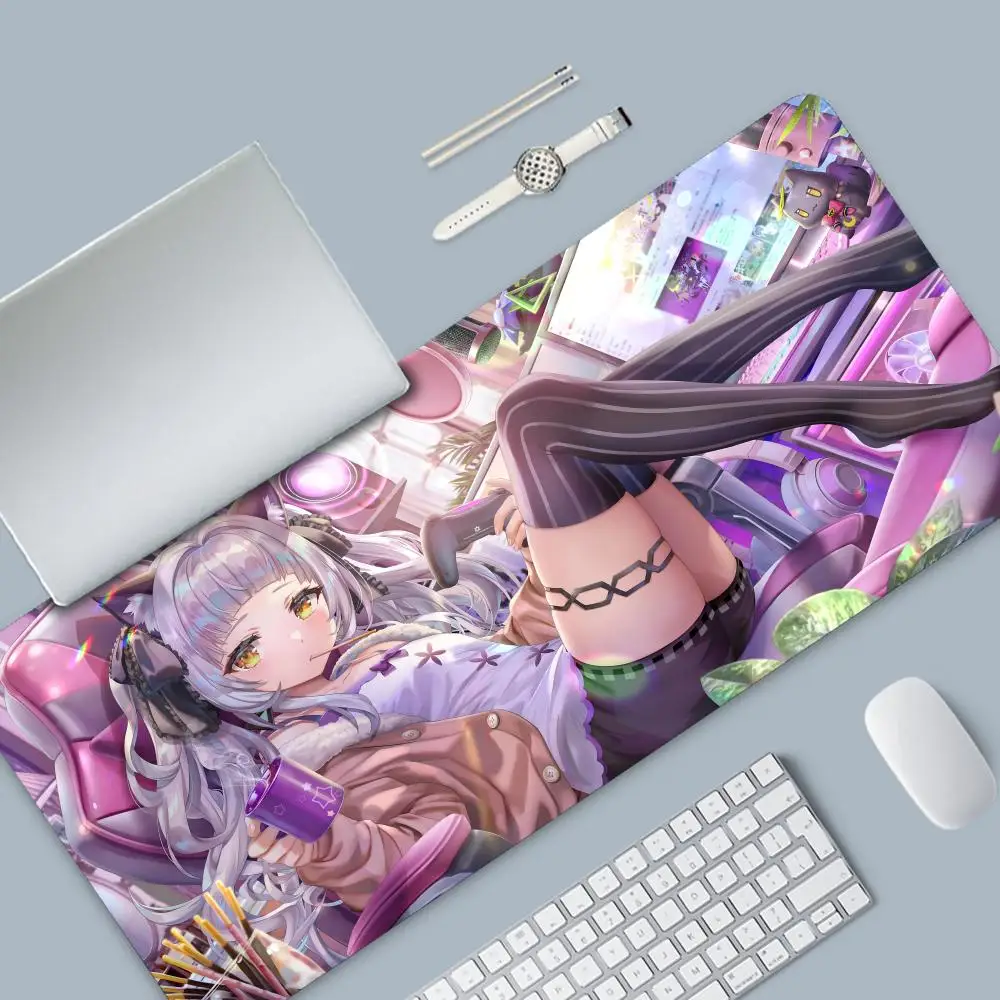 موراساكي شيون لوحة ماوس ألعاب كبيرة ، لوحة ماوس هولوليف VTuber ، قفل ، لوحة مفاتيح كمبيوتر ، حصيرة طاولة