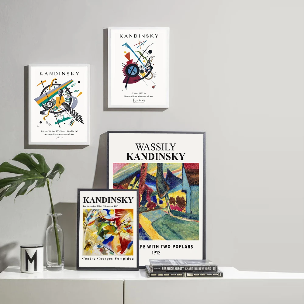 

Kandinsky Exhibition Poster Vintage Colourful Abstract Canvas Painting Wall Art Prints Picture for Living Room Home Decoration