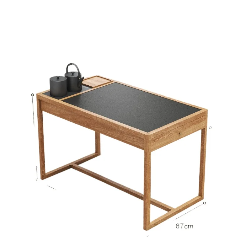 CX log wind small apartment balcony, home modern embedded kettle rock slab tea table