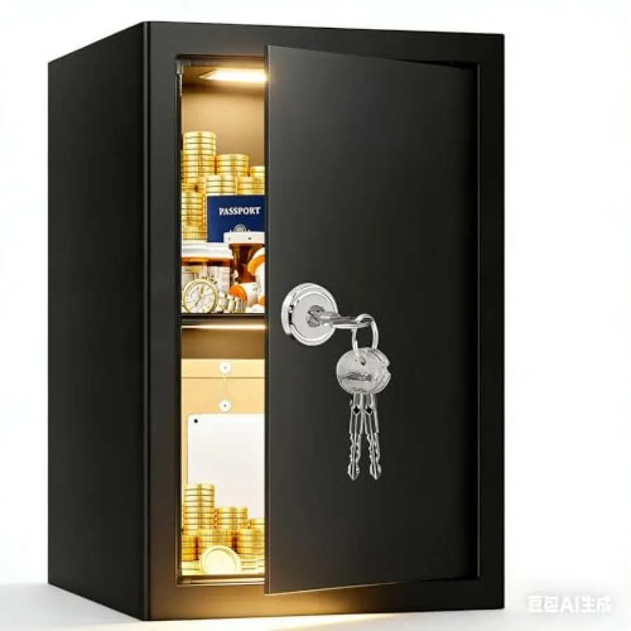 

Большой огнестойкий сейф для дома, 3.0 куб. фута, с ключевым замком и съемной полкой, для денег, документов, паспортов, с повышенной безопасностью